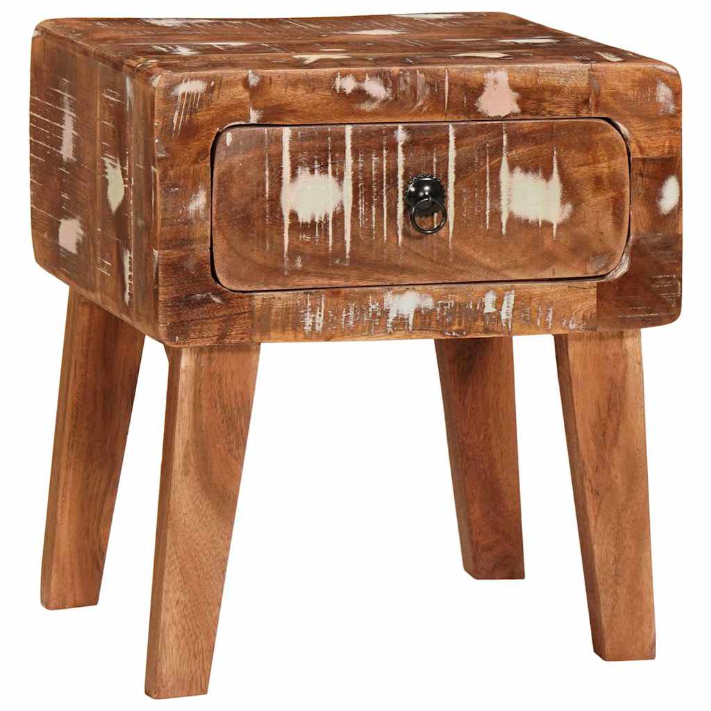 End Table with Drawer Brown Solid Mango Wood