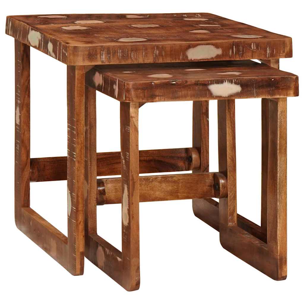 vidaXL Nesting Tables 2 pcs Brown 46 x 46 x 45 cm Solid Reclaim Wood 1