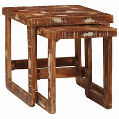 vidaXL Nesting Tables 2 pcs Brown 46 x 46 x 45 cm Solid Reclaim Wood 2