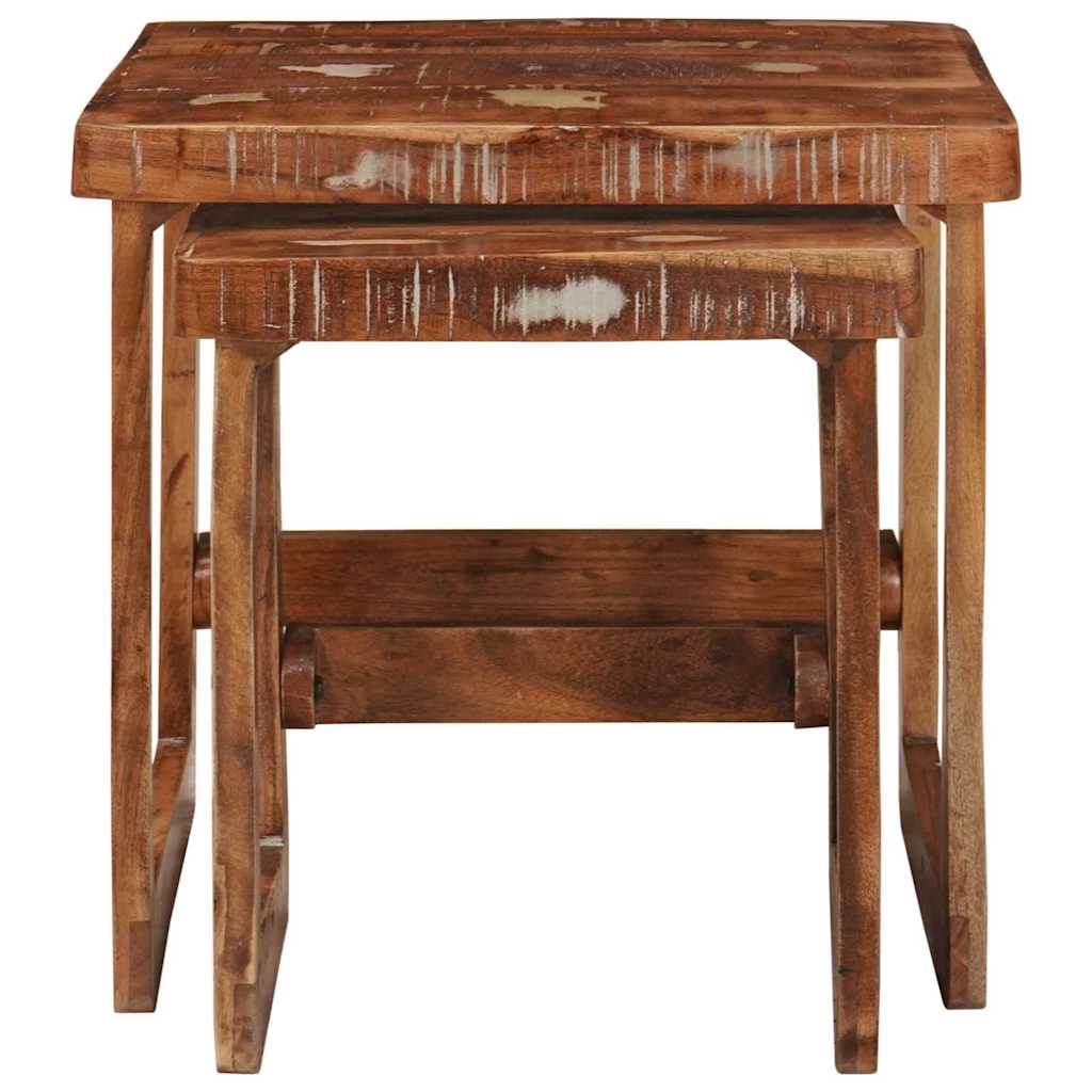 vidaXL Nesting Tables 2 pcs Brown 46 x 46 x 45 cm Solid Reclaim Wood 4