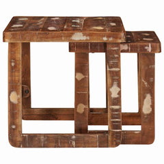 vidaXL Nesting Tables 2 pcs Brown 46 x 46 x 45 cm Solid Reclaim Wood 5