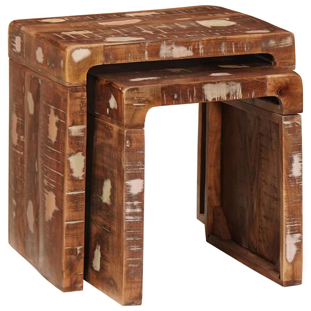vidaXL Nesting Tables 2 pcs Brown 46 x 40 x 46 cm Solid Reclaim Wood 2