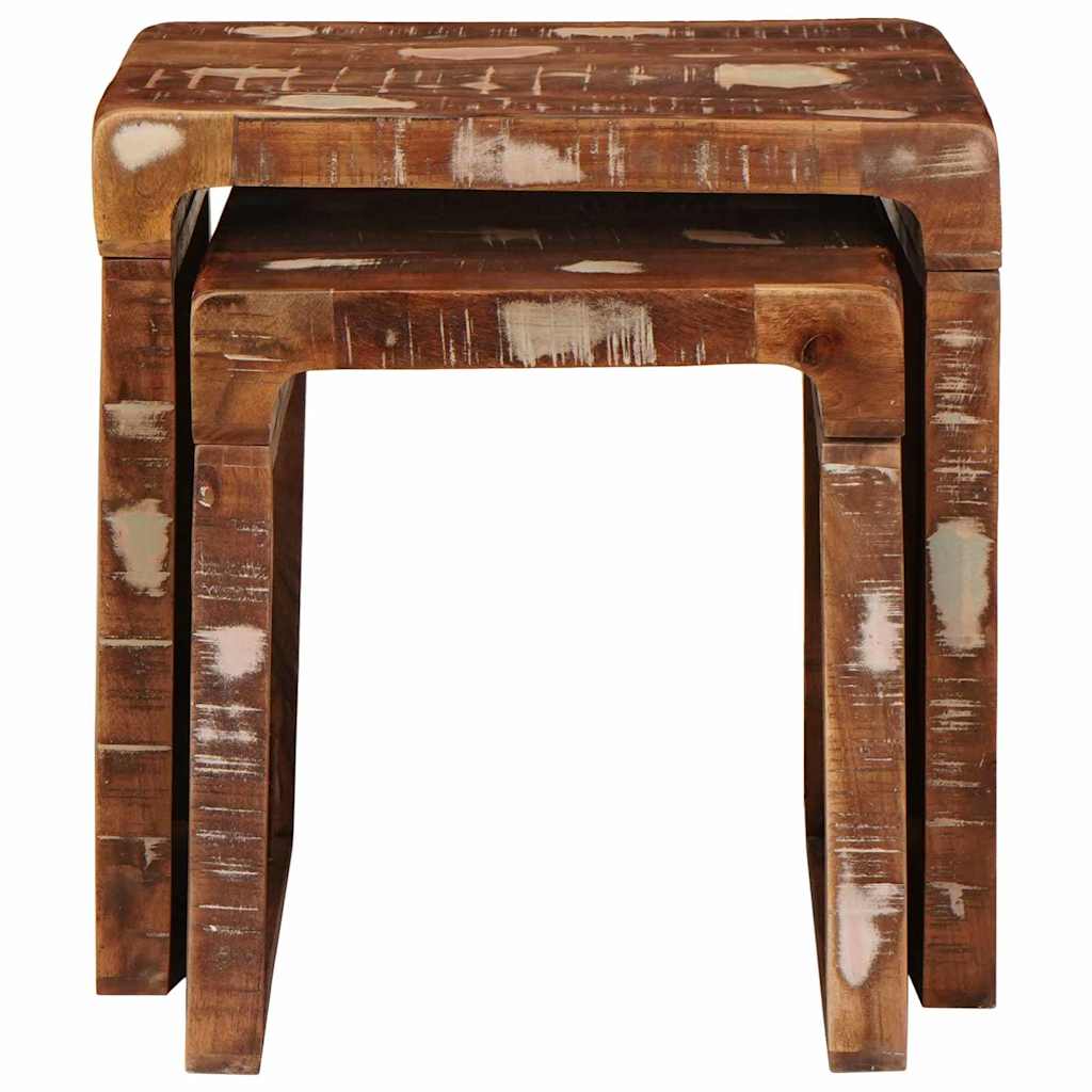vidaXL Nesting Tables 2 pcs Brown 46 x 40 x 46 cm Solid Reclaim Wood 4