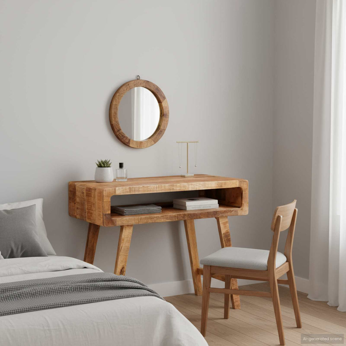 vidaXL Dressing Table Brown 90 x 76 x 45 cm Solid Mango Wood 1