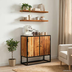 vidaXL TV Cabinet Natural 110 x 30 x 44 cm Solid Acacia Wood 2