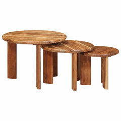 vidaXL Nesting Coffee Tables 3 pcs Brown Ø 54 x 40 cm 3
