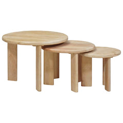 vidaXL Nesting Coffee Tables 3 pcs Black Ø 54 x 40 cm Solid Mango Wood 2