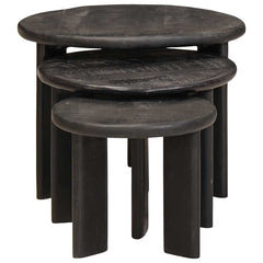 vidaXL Nesting Coffee Tables 3 pcs White Ø 54 x 40 cm Solid Mango Wood 2