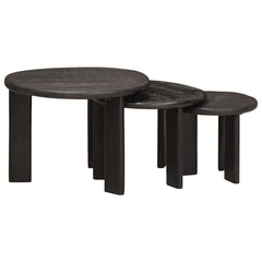 vidaXL Nesting Coffee Tables 3 pcs White Ø 54 x 40 cm Solid Mango Wood 4