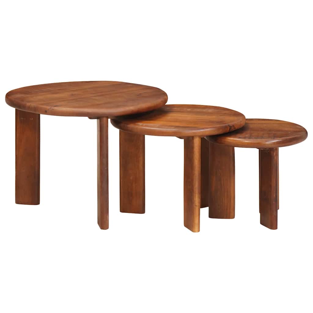 vidaXL Nesting Coffee Tables 3 pcs Honey Brown Ø 54 x 40 cm 1