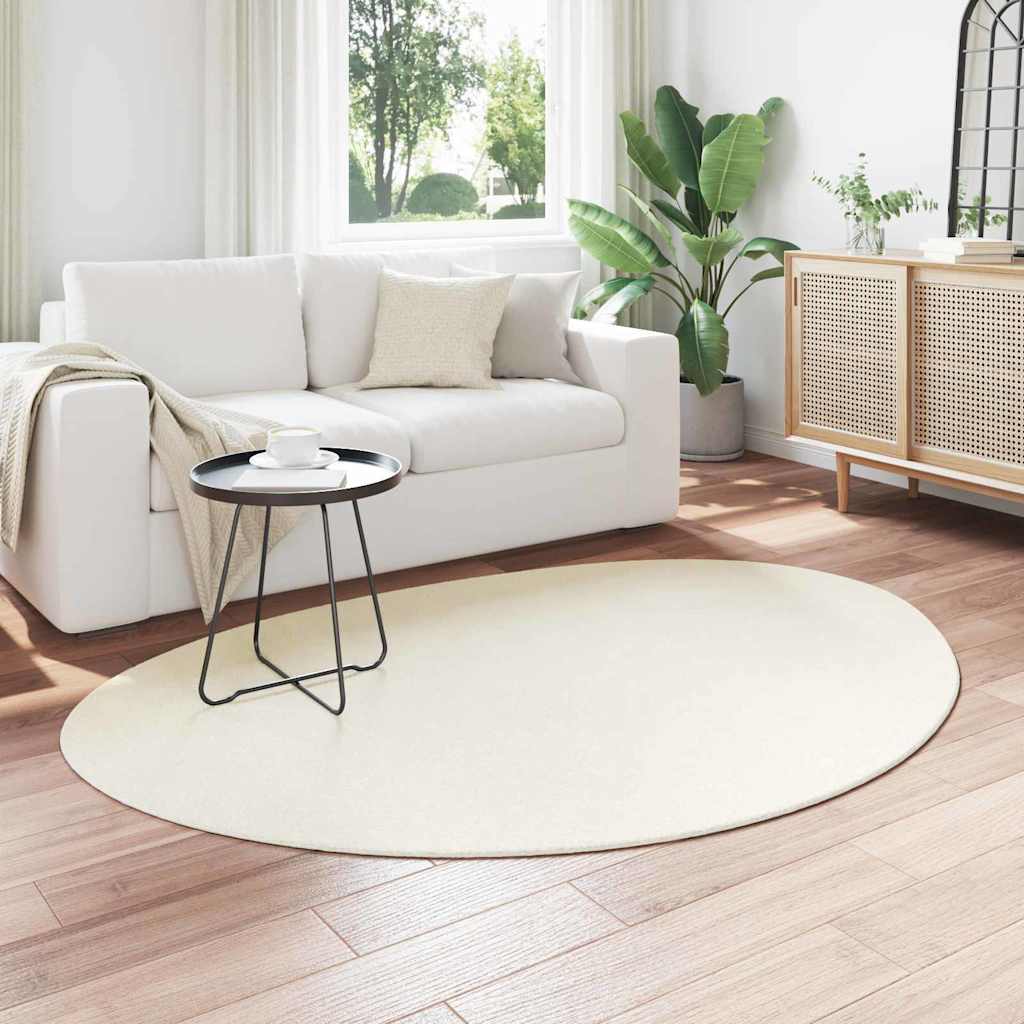 Carpet HUARTE 120 x 170 cm Polyester Oval-asymmetric Length 170 cm Cream