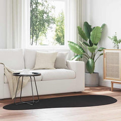 Carpet HUARTE Polyester Oval-wave Edge Length 200 cm Black 100 cm
