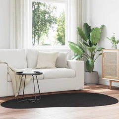 Carpet HUARTE Polyester Oval-wave Edge Length 200 cm Black 140 cm