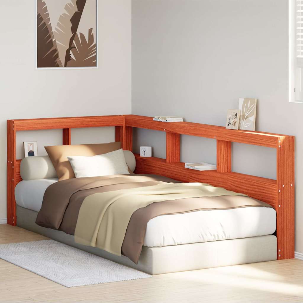 vidaXL Bookcase Headboard L-Shaped Wax Brown 80 cm Solid Wood Pine 3