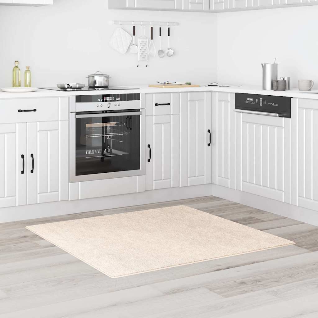 vidaXL Anti-slip Shaggy Rug Cream 120 x 120 cm PP 3