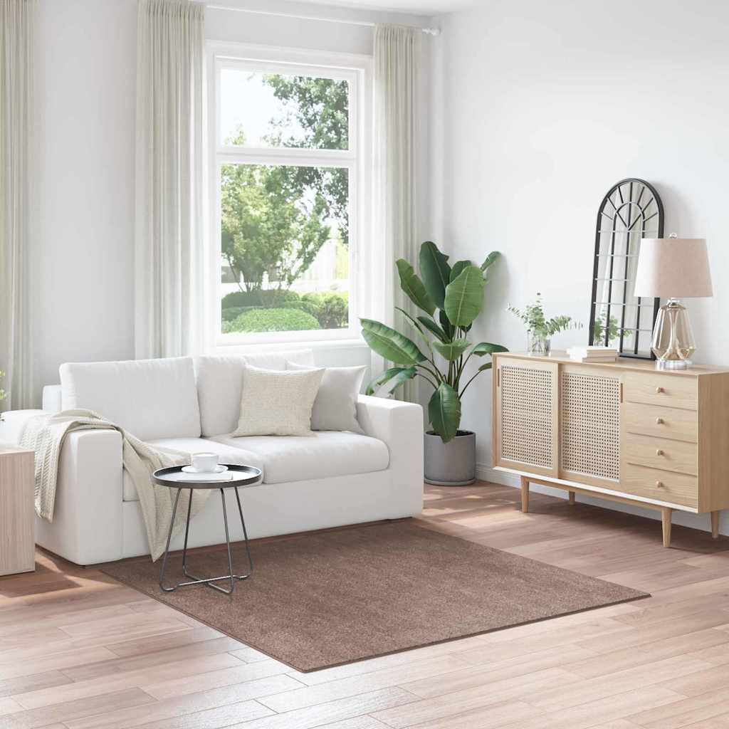 vidaXL Anti-slip Shaggy Rug Brown 160 x 160 cm PP 1