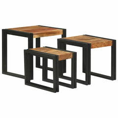 Nesting Table 3 pcs Brown and Black 50 x 40 x 45 cm Solid acacia wood Large (50 cm) +medium +small
