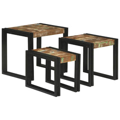 Nesting Table 3 pcs Brown and Black 50 x 40 x 45 cm Solid reclaimed wood Big (50 cm) +medium +small
