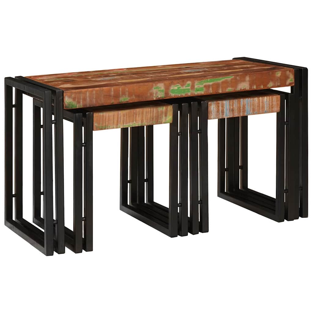 Nesting Table 3 pcs Brown and Black 50 x 40 x 45 cm Solid reclaimed wood Large (82 cm) +2 medium ones
