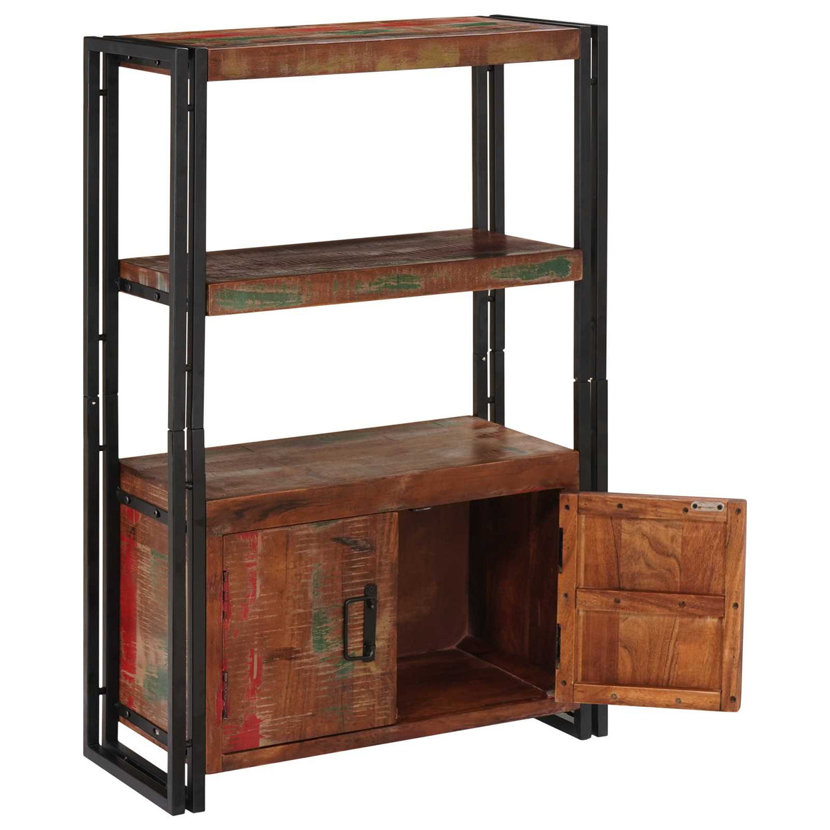 vidaXL Bookshelf with Doors Brown Solid Reclaimed Wood and Metal 3