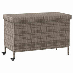 vidaXL Garden Storage Box with Wheels Grey 110x55x73 cm Poly Rattan 2