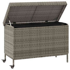 vidaXL Garden Storage Box with Wheels Grey 110x55x73 cm Poly Rattan 3