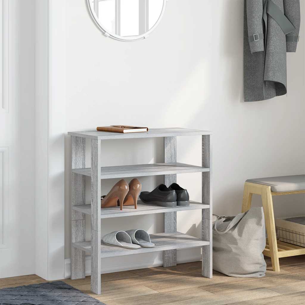 vidaXL Shoe Rack Grey Sonoma 61x32x70 cm Engineered Wood 3