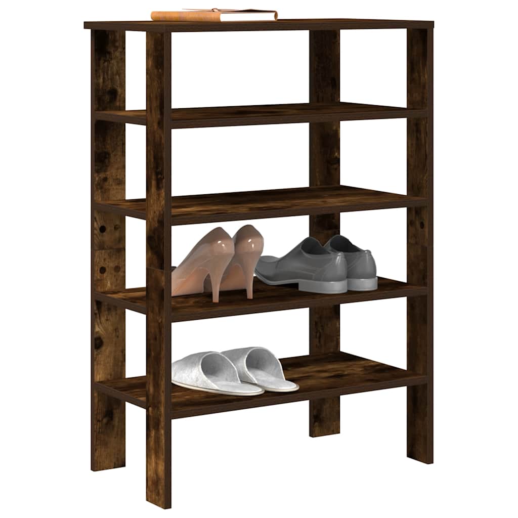 vidaXL Shoe Rack Smoked Oak 61x32x87.5 cm Engineered Wood 1