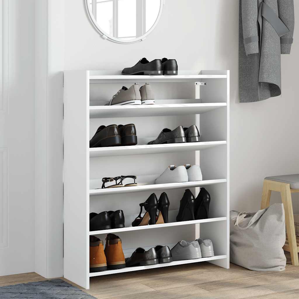 vidaXL Shoe Rack White 80x25x100 cm Engineered Wood 3