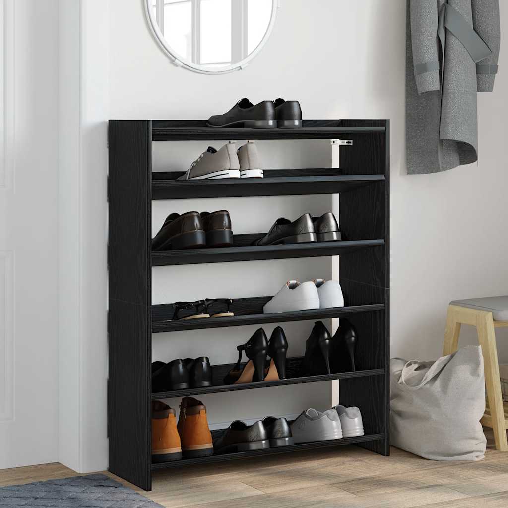 vidaXL Shoe Rack Black 80x25x100 cm Engineered Wood 3