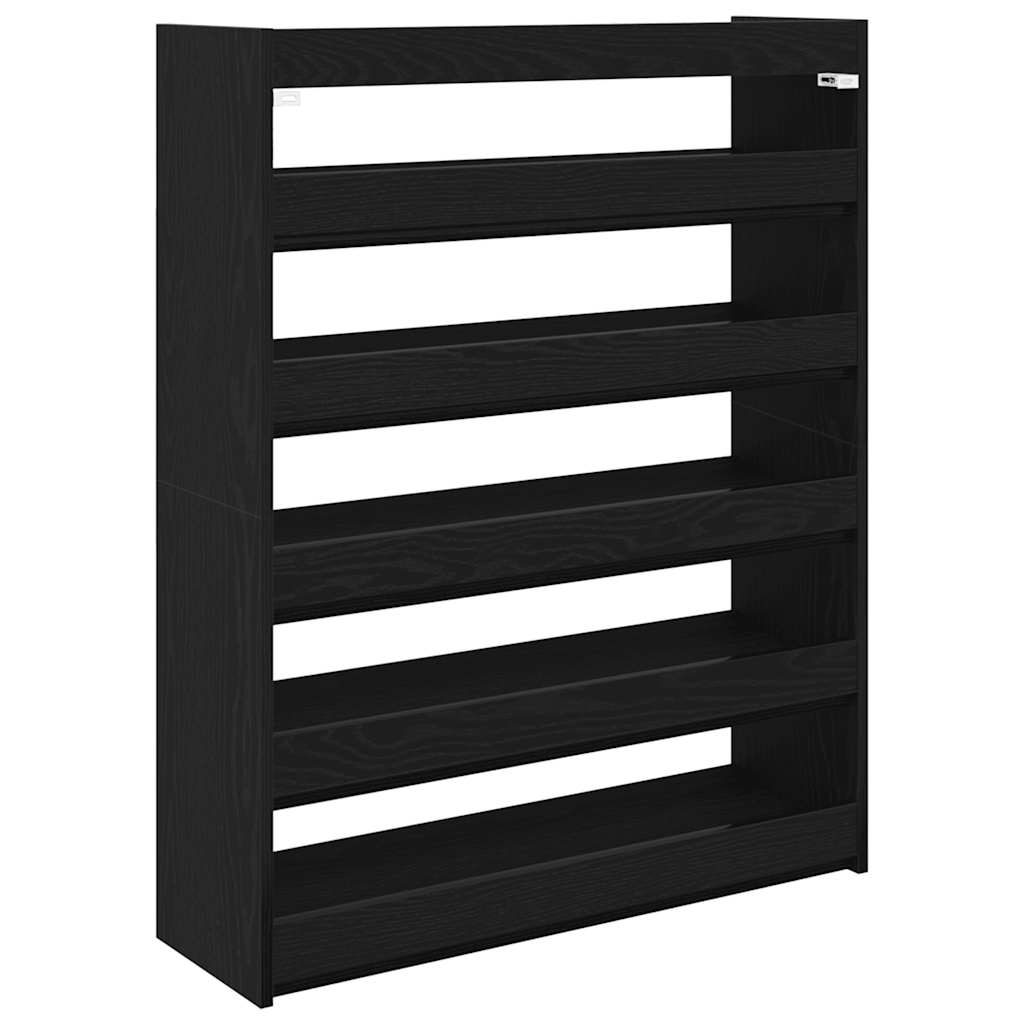 vidaXL Shoe Rack Black 80x25x100 cm Engineered Wood 6