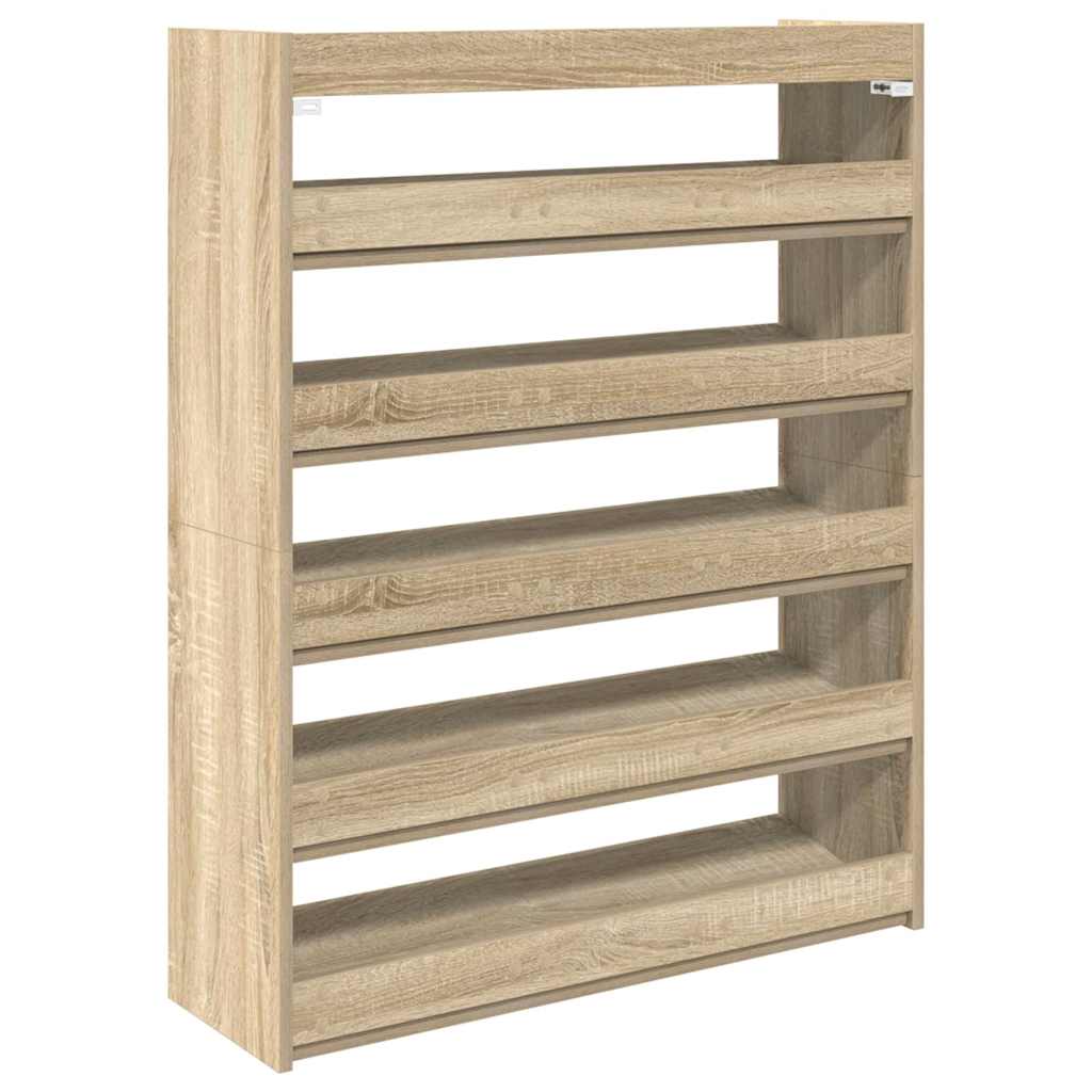 vidaXL Shoe Rack Sonoma Oak 80x25x100 cm Engineered Wood 6