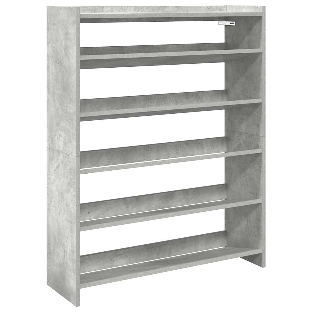 vidaXL Shoe Rack Concrete Grey 80x25x100 cm Engineered Wood 2