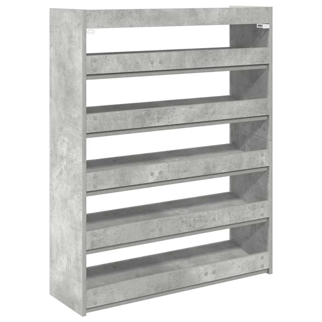 vidaXL Shoe Rack Concrete Grey 80x25x100 cm Engineered Wood 6