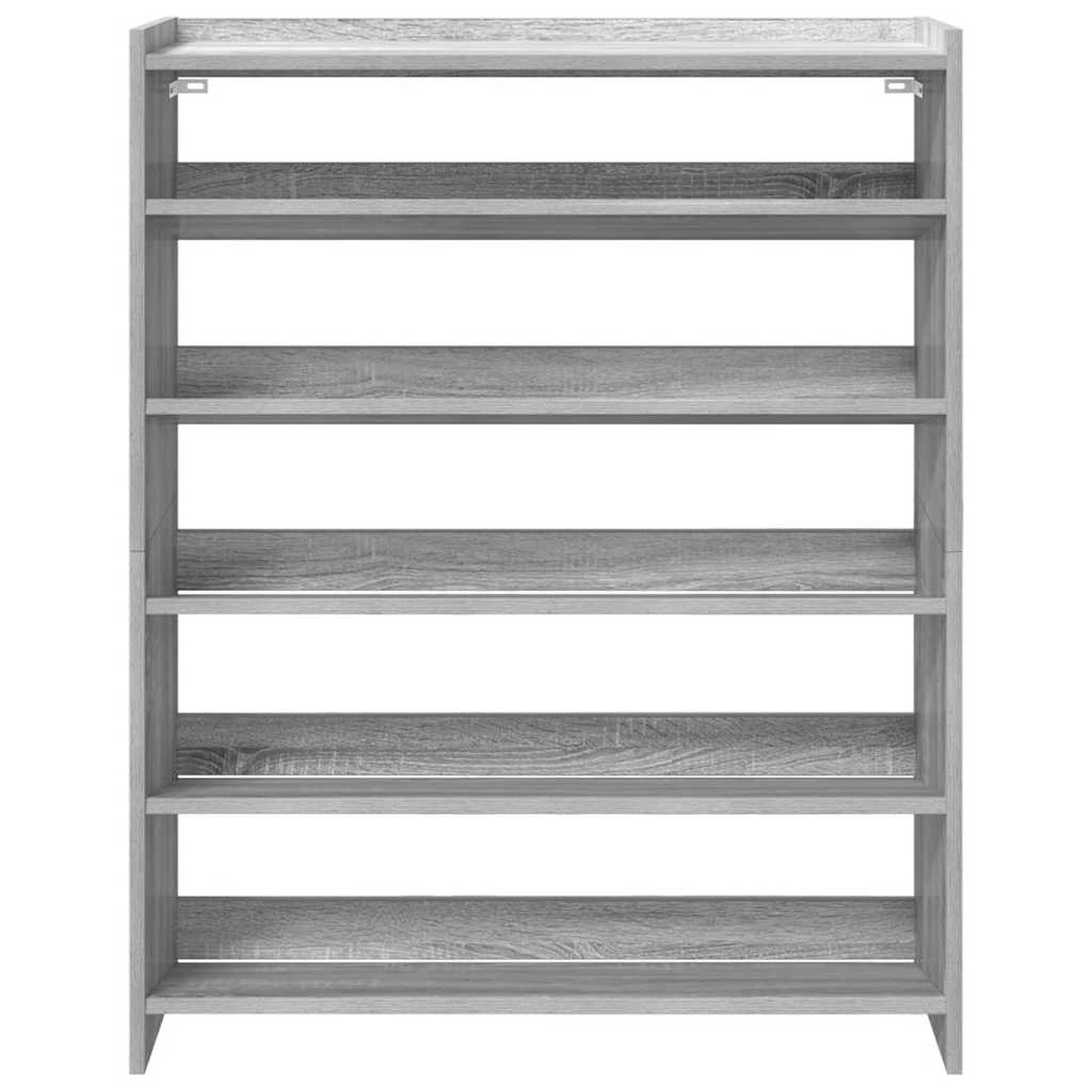 vidaXL Shoe Rack Grey Sonoma 80x25x100 cm Engineered Wood 4