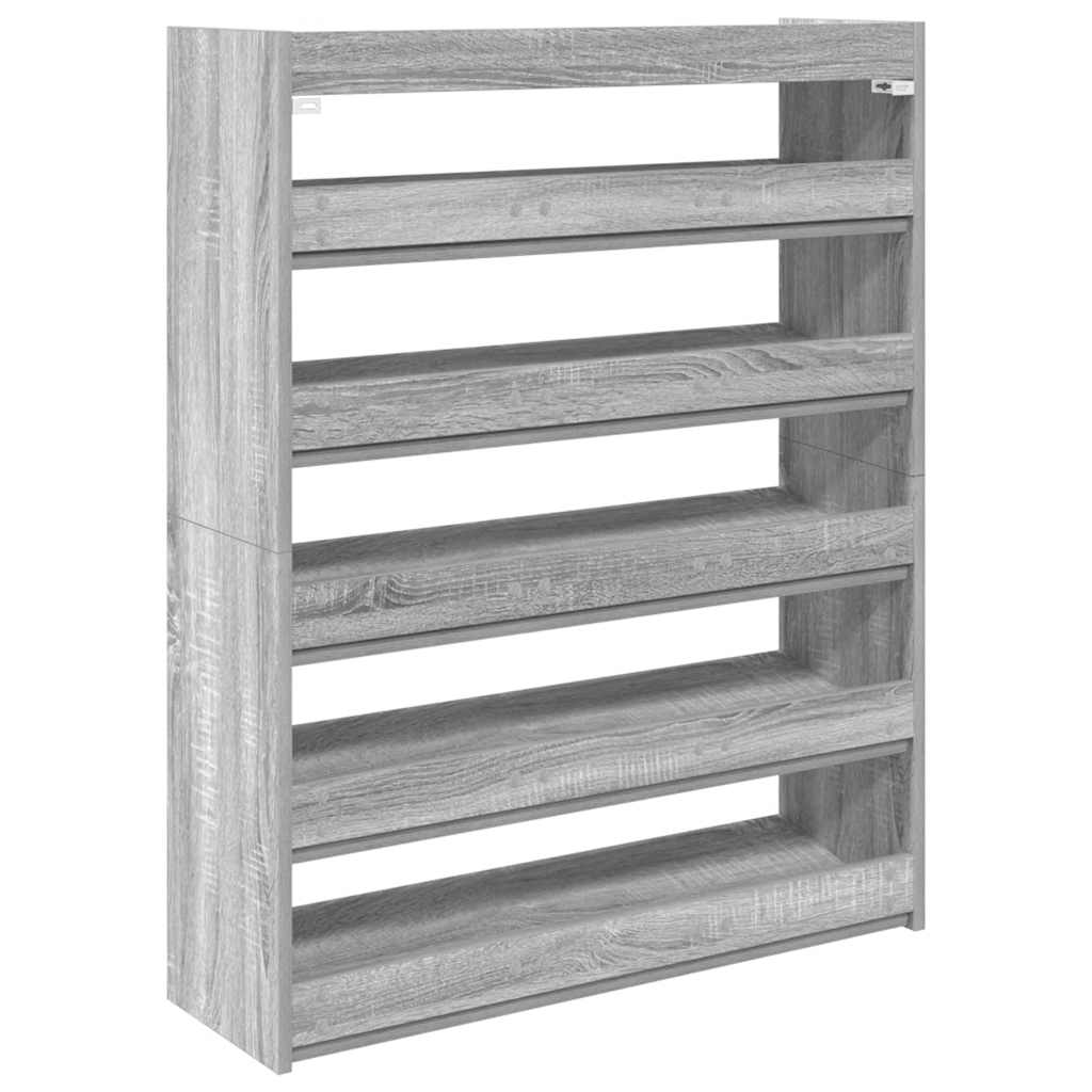 vidaXL Shoe Rack Grey Sonoma 80x25x100 cm Engineered Wood 6