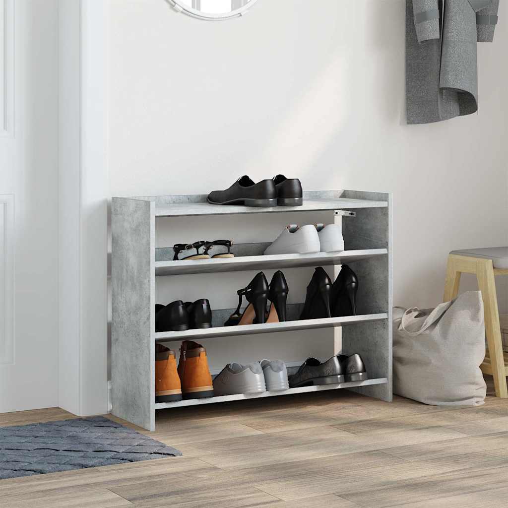 vidaXL Shoe Rack Concrete Oak 80x25x62 cm Engineered Wood 3