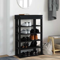 vidaXL Shoe Rack Black 60x30x98 cm Engineered Wood 3