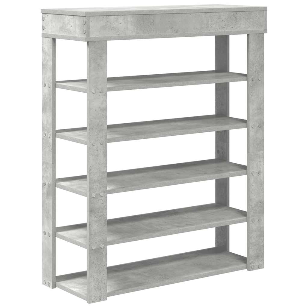 vidaXL Shoe Rack Concrete Oak 80x30x98 cm Engineered Wood 6