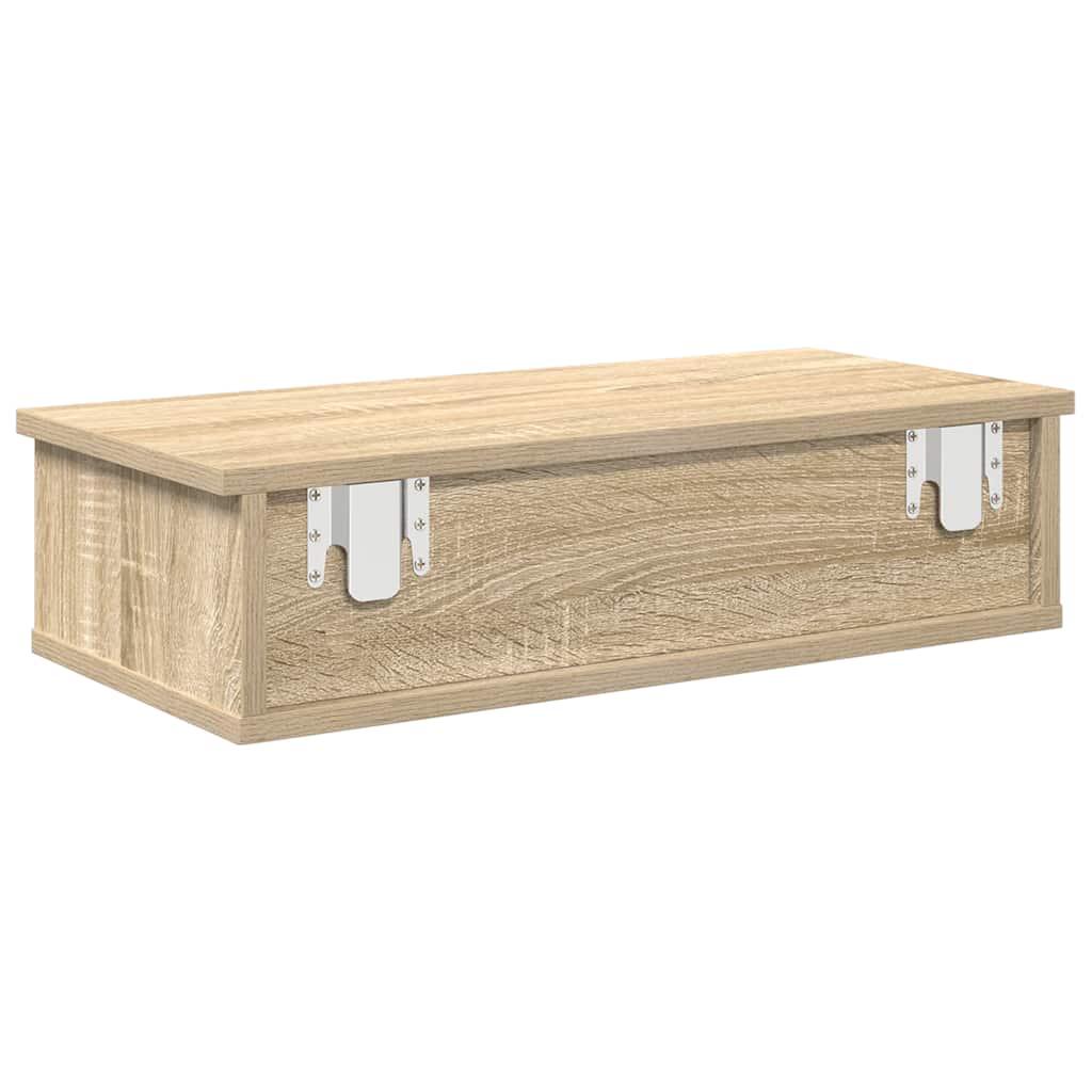 vidaXL Wall Shelf with Drawers Sonoma Oak 60x28x15 cm Engineered Wood 6