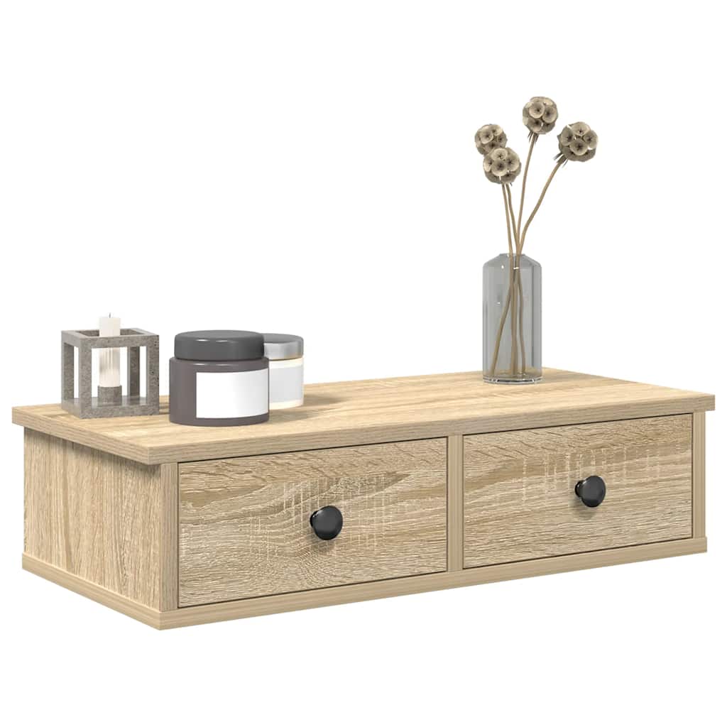 vidaXL Wall Shelf with Drawers Sonoma Oak 60x28x15 cm Engineered Wood 1