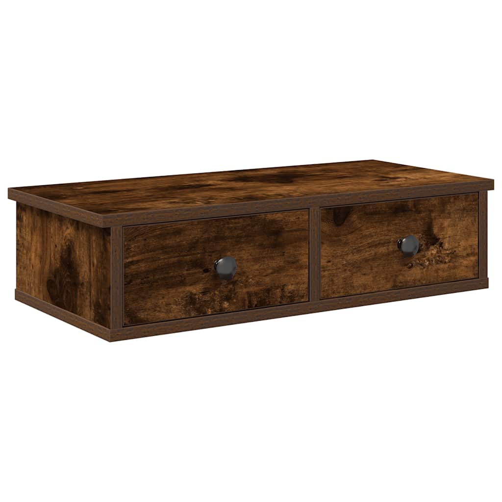 Wall Shelf with Drawers 60x28x15 cm Engineered Wood Width 60 cm Smoked oak