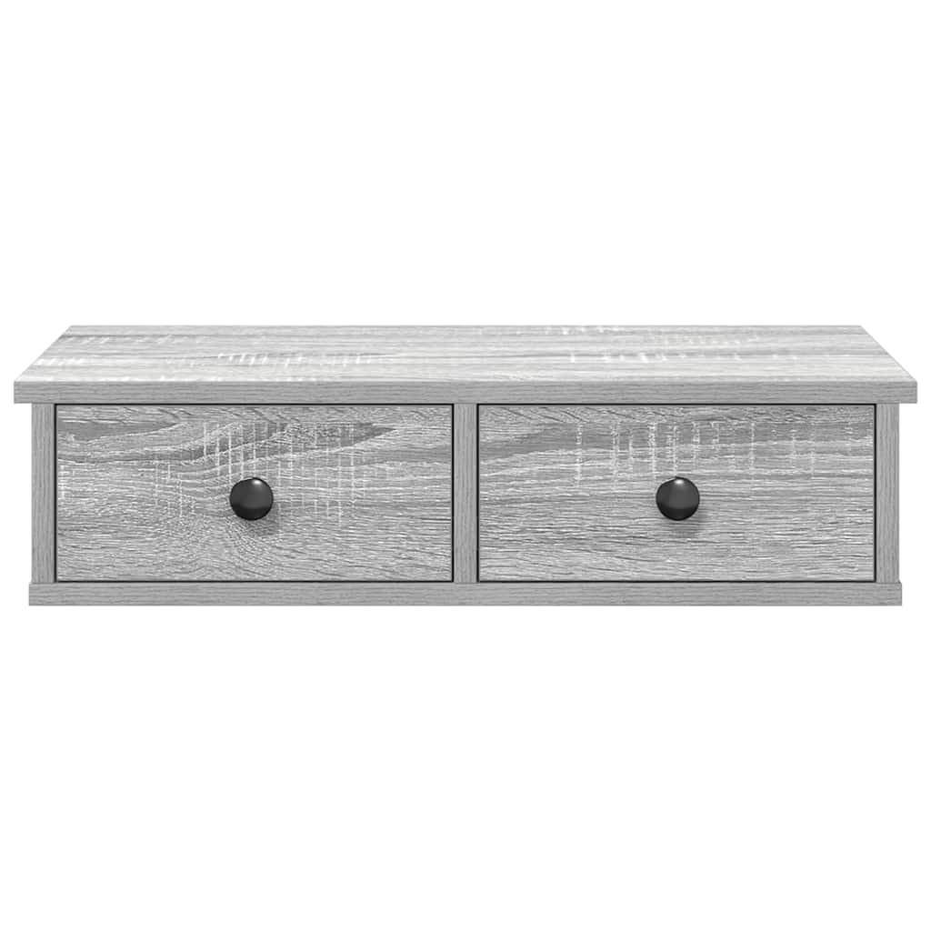 vidaXL Wall Shelf with Drawers Grey Sonoma 60x28x15 cm Engineered Wood 4