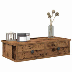 Wall Shelf with Drawers 60x28x15 cm Engineered Wood Width 60 cm Old wood