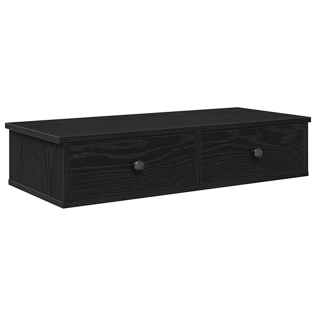 vidaXL Wall Shelf with Drawers Black 80x31x17 cm Engineered Wood 2
