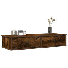 Wall Shelf with Drawers 100x37.5x19 cm Width 100 cm Smoked oak