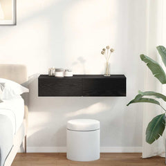 Wall Shelf with Drawers 80x33x17 cm Engineered Wood Black