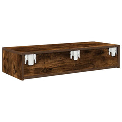 vidaXL Wall Shelf with Drawers Smoked Oak 80x33x17 cm Engineered Wood 6