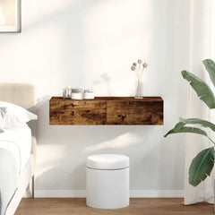 Wall Shelf with Drawers 80x33x17 cm Engineered Wood Smoked oak