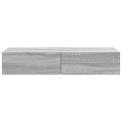 Wall Shelf with Drawers 100x36x19 cm Engineered Wood Grey sonoma